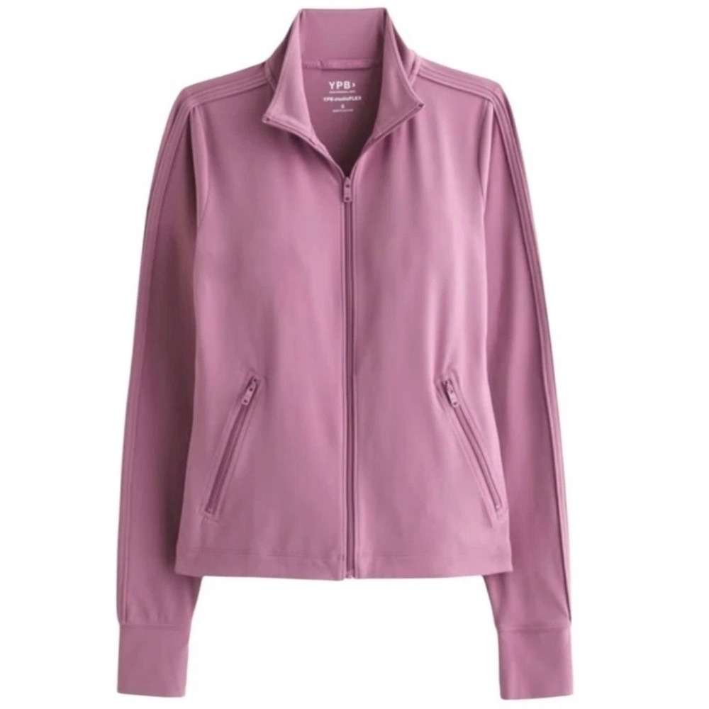 Abercrombie & Fitch YPB studioFLEX Full Zip Jacket Women L Thumbhole Mock NWOT